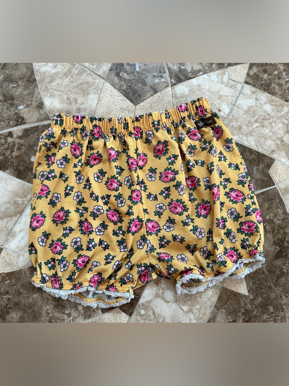 Matilda Jane Yellow Floral Bubble Shorts with Pink Accents